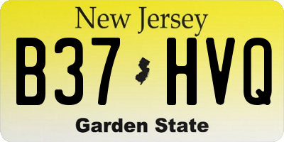 NJ license plate B37HVQ