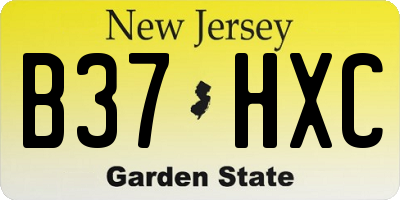 NJ license plate B37HXC
