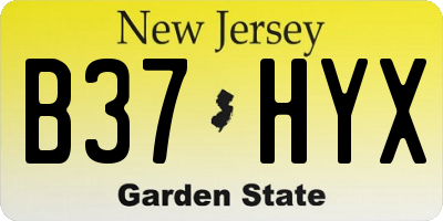 NJ license plate B37HYX