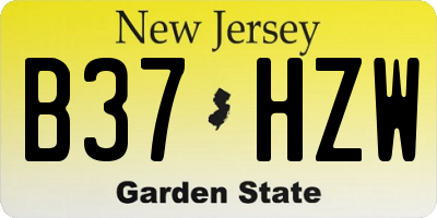 NJ license plate B37HZW