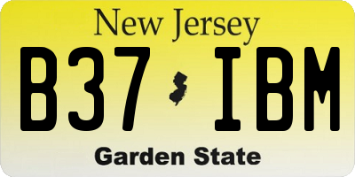 NJ license plate B37IBM