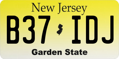NJ license plate B37IDJ