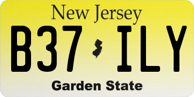 NJ license plate B37ILY