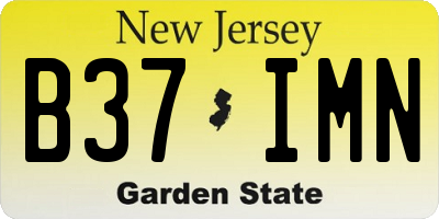 NJ license plate B37IMN