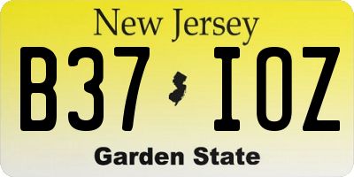 NJ license plate B37IOZ