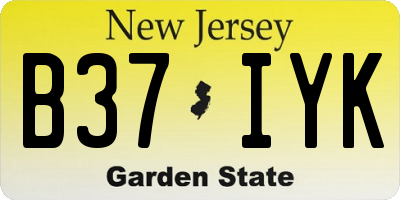 NJ license plate B37IYK
