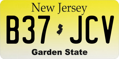 NJ license plate B37JCV