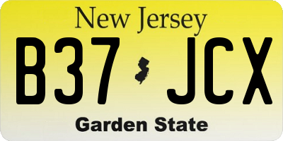 NJ license plate B37JCX