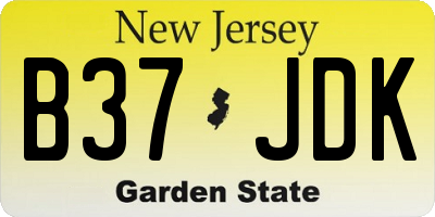 NJ license plate B37JDK
