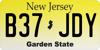 NJ license plate B37JDY