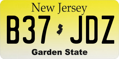 NJ license plate B37JDZ