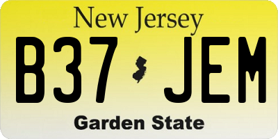 NJ license plate B37JEM