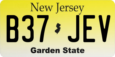NJ license plate B37JEV
