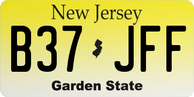 NJ license plate B37JFF