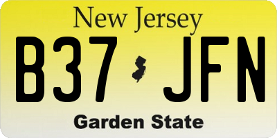 NJ license plate B37JFN