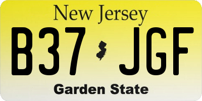 NJ license plate B37JGF