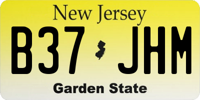 NJ license plate B37JHM