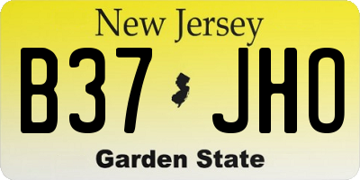 NJ license plate B37JHO