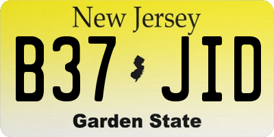 NJ license plate B37JID