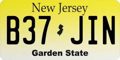 NJ license plate B37JIN