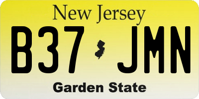 NJ license plate B37JMN