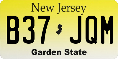 NJ license plate B37JQM
