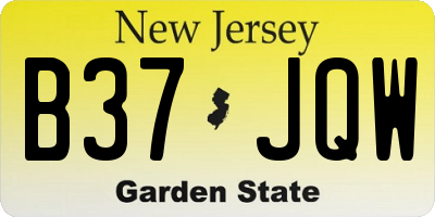 NJ license plate B37JQW