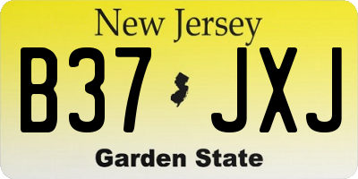 NJ license plate B37JXJ