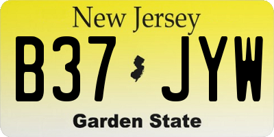 NJ license plate B37JYW