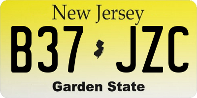 NJ license plate B37JZC