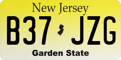 NJ license plate B37JZG