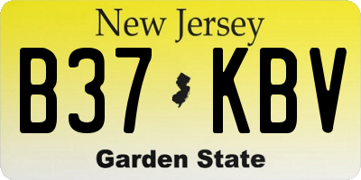 NJ license plate B37KBV