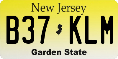 NJ license plate B37KLM