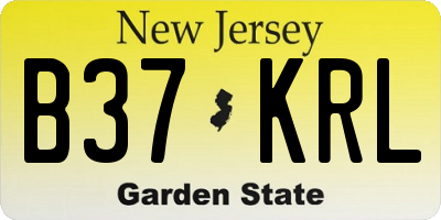 NJ license plate B37KRL