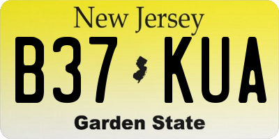 NJ license plate B37KUA