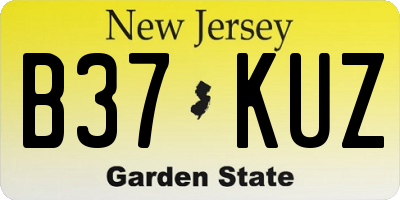 NJ license plate B37KUZ