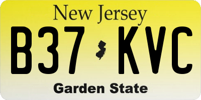 NJ license plate B37KVC