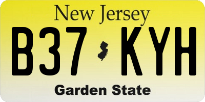 NJ license plate B37KYH
