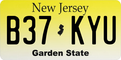NJ license plate B37KYU