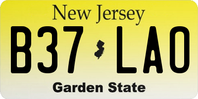 NJ license plate B37LAO