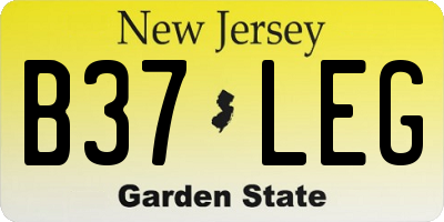 NJ license plate B37LEG