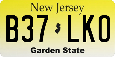 NJ license plate B37LKO