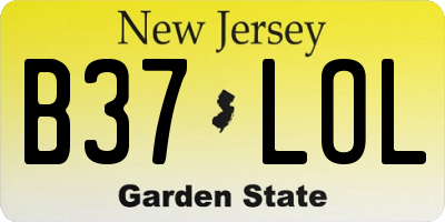 NJ license plate B37LOL