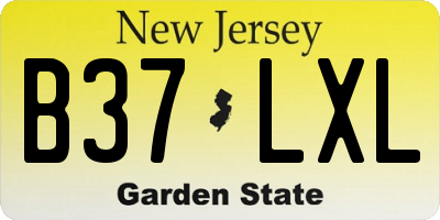 NJ license plate B37LXL