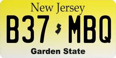 NJ license plate B37MBQ