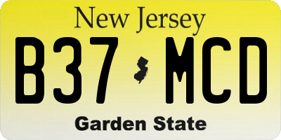 NJ license plate B37MCD