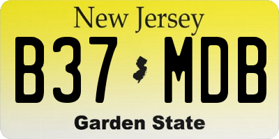 NJ license plate B37MDB
