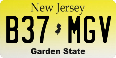 NJ license plate B37MGV