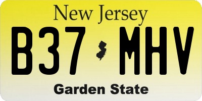 NJ license plate B37MHV