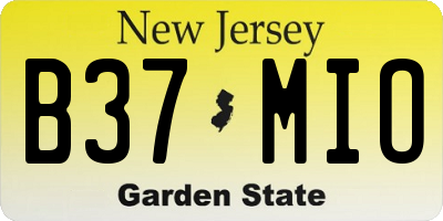 NJ license plate B37MIO